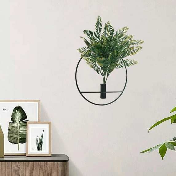 Avtoify 1Pcs Wall Plant Decor Round Artificial Plants with Metal Round Hanging Hoop for Modern Home Decor C