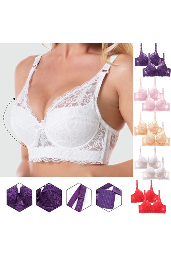 2PC Women's Innerwear Wireless Push-Up Side Control-Sagging Bra