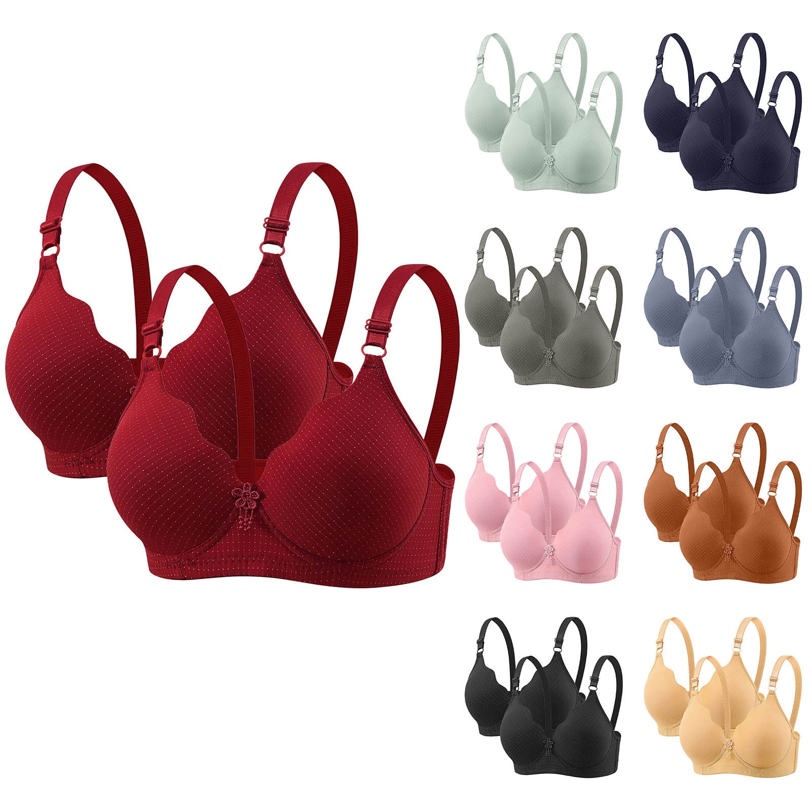 Avtoify 2pc Cup Women's Plus Size Wireless Push-Up Comfortable ...