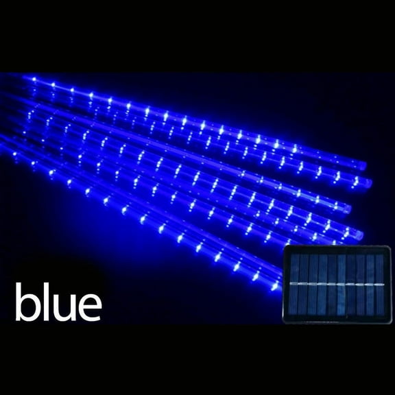 PRETXORVE 30CM Solar Rainproof 8-heel Double-sided Pasted Outdoor Ice Decorative Color Lamp String Blue