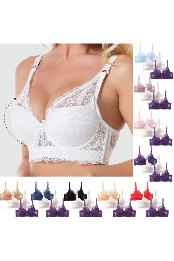 Bvxeep 3PC Women's Innerwear Underwire Push-Up Side Control-Sagging Bra