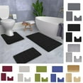 thumbnail image 1 of Avtoify 3Pcs Bathroom Rugs Set - Non-Slip, Ultra-Soft Absorbent Mats for Bath, Shower, Toilet - Quick Dry & Machine Washable Black, 1 of 8
