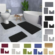 Avtoify 3Pcs Bathroom Rugs Set - Non-Slip, Ultra-Soft Absorbent Mats for Bath, Shower, Toilet - Quick Dry & Machine Washable Black