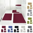 thumbnail image 1 of Avtoify 4Pcs Bathroom Rugs Set - Non-Slip, Ultra-Soft Absorbent Mats for Bath, Shower, Toilet - Quick Dry & Machine Washable Red, 1 of 8