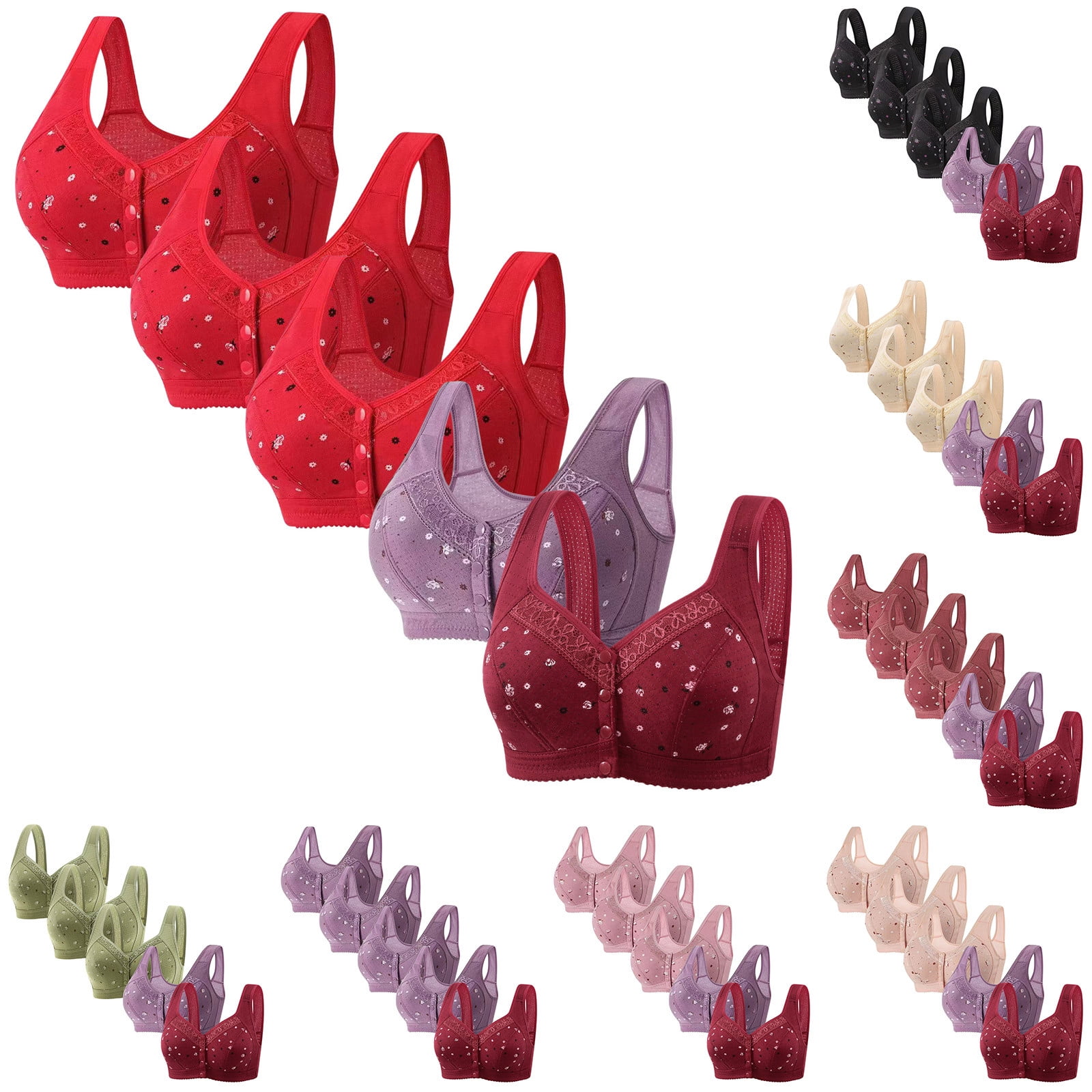 Avtoify 5PC Women's Plus Size Wireless Push-Up Comfortable Breathable ...