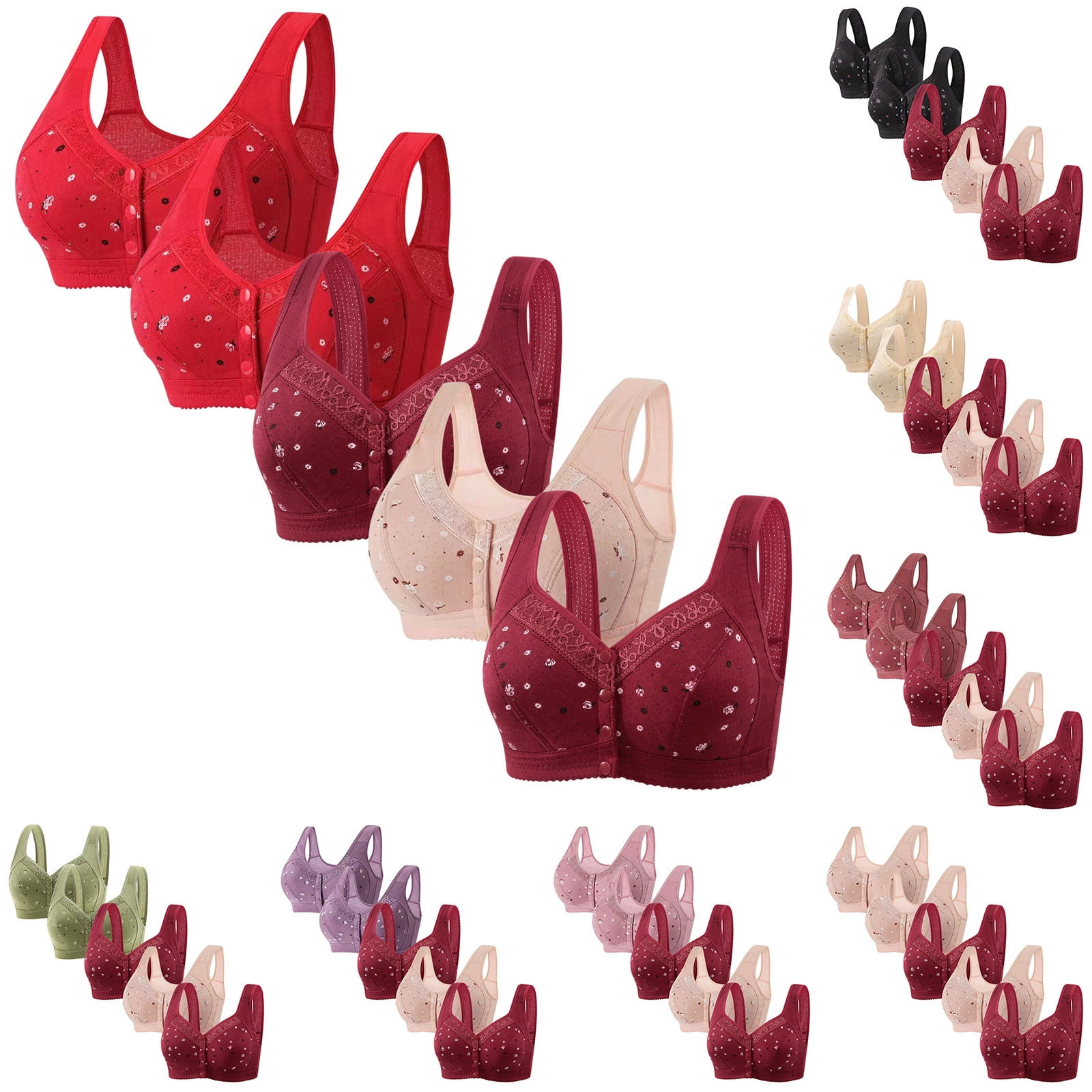 Avtoify 5PC Women's Plus Size Wireless Push-Up Comfortable Breathable ...