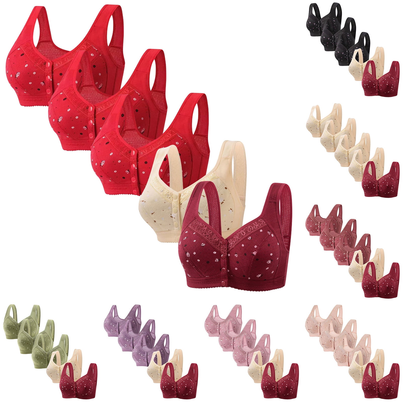 Avtoify 5PC Women's Plus Size Wireless Push-Up Comfortable Breathable ...