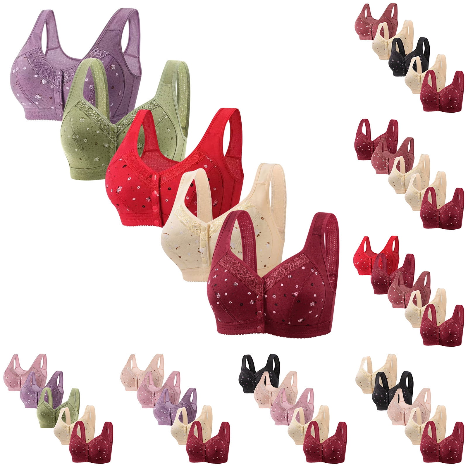 Avtoify 5PC Women's Plus Size Wireless Push-Up Comfortable Breathable ...