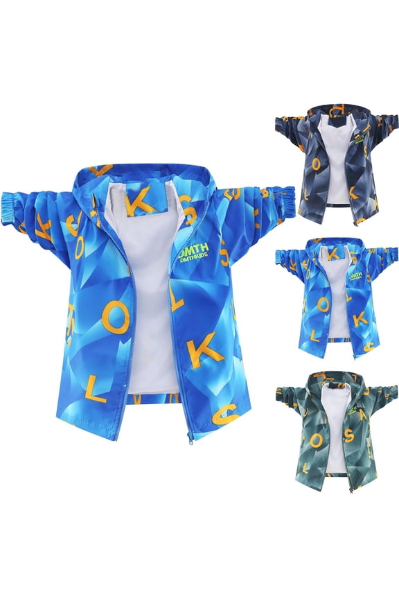 Girls Fall Long Sleeve Casual Outwear Solid Color Outdoor Hooded Zip Light Jacket for Boys 3-15 Long Sleeve Loose Sports Outer Top