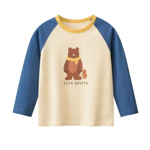 Avtoify Boys Long Sleeve Shirts Casual, Toddler Boys Fall Clothes, Girls' Long Sleeve T-Shirt with Shoulder Insertion, Girls' Basic Shirt, Girls' Thin top