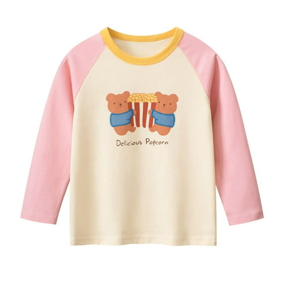Avtoify Boys Long Sleeve Shirts Casual, Toddler Boys Fall Clothes, Girls' Long Sleeve T-Shirt with Shoulder Panels Children's Basic Shirt Girls' Thin top