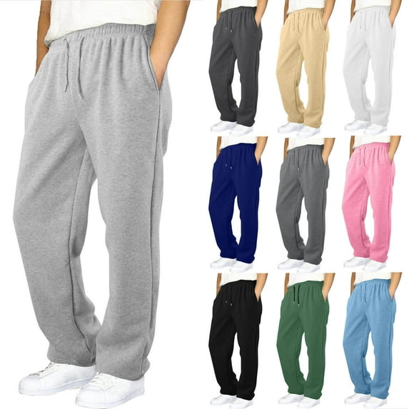 Avtoify Boys Pants Causal, Boys Sweatpants Plus Size, Children's Winter Solid Color Elastic Waist Side Pocket Slim Sports Trousers
