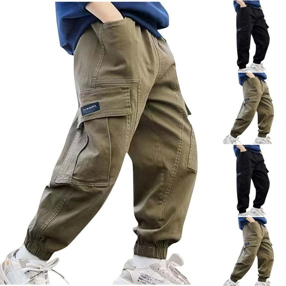 Avtoify Boys Pants Causal, Boys Sweatpants Plus Size, Fashionable Children's Trousers Men's Work Pants Children's Pockets Knee Pad Trousers Casual Wear Trousers