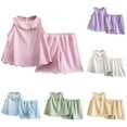 thumbnail image 1 of Avtoify Children Hollow Out Round Neck Hanging Sleeveless Elastic Waist Summer Kids Shorts Casual Outfits, 1 of 4