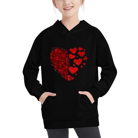 Avtoify Children Long Sleeve Shirts Crewneck Oversized Hooded Sweatshirt Kids Fashion Long Sleeve Pullover 4-14 Years for Girls and Boys
