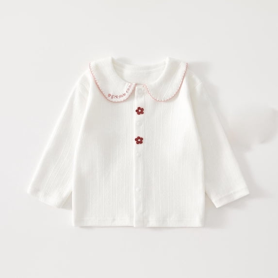 Avtoify Children Long Sleeve Shirts Fashion Girls' Collar Base Shirt Round Neck Long Sleeved Casual Top Versatile Base Shirt