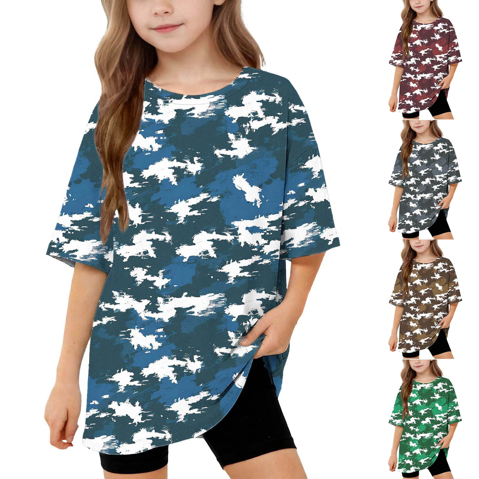 Avtoify Children's Print Summer Girls Short Sleeve Shirts Casual Daily ...