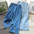 thumbnail image 1 of Avtoify Children's Solid Side Slit Jeans Casual Children's Pants Pocket Flared Pants Long Pants Denim Long Pants, 1 of 7