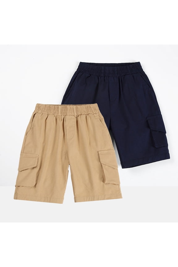 Children's Summer Thin Boy's with Pocket Casual Cargo Solid Shorts Five-Point Pants
