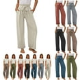 thumbnail image 1 of Avtoify Girl's-Linen Long Pants Children's Wide Leg Long Pants with Pocket Casual Long Pants, 1 of 9