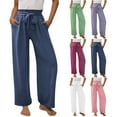 thumbnail image 1 of Avtoify Girl's-Linen Long Pants Children's Wide Leg Long Pants with Pocket Casual Long Pants, 1 of 9