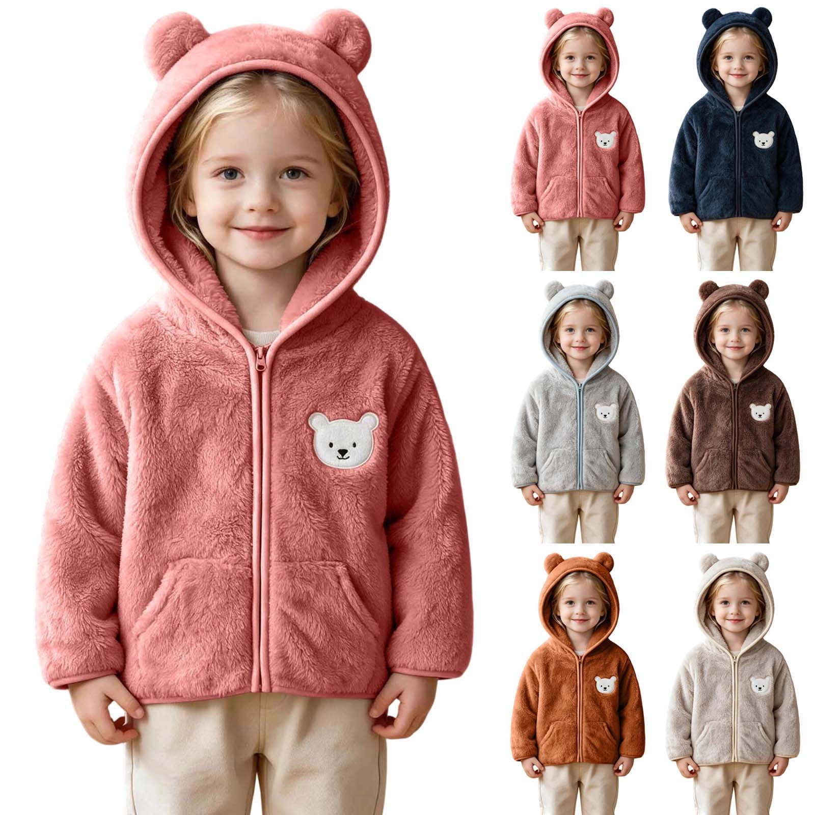 Avtoify Girls Causal Jacket Solid Color Long Sleeve Hooded Full Zip ...