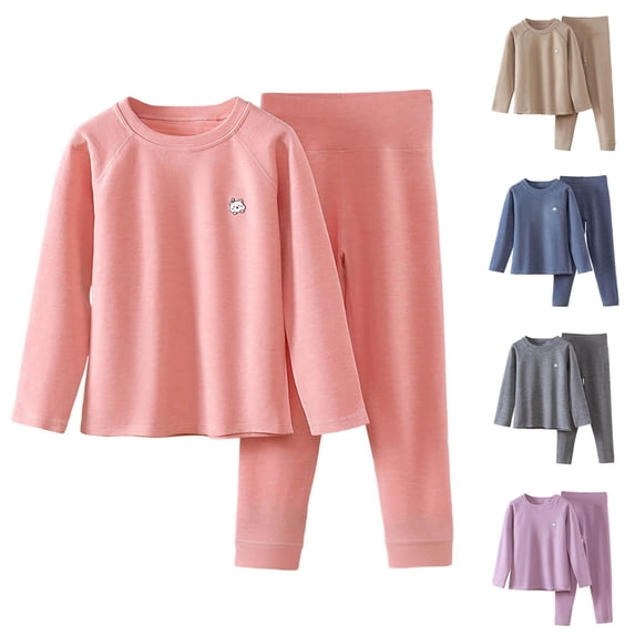 Avtoify Girls Fall Outfits Children's Winter Solid Color Long Sleeve ...
