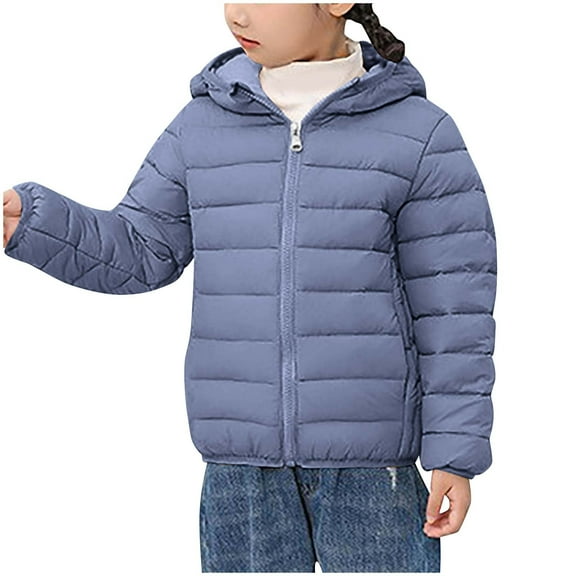 Avtoify Girls Hoodies Casual, Girls Fall Jacket Lightweight Leisure, 3-16 Years Old Children's Fashion Solid Color Lightweight Down Jacket with Hood Long Sleeve Casual Jacket