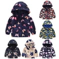 thumbnail image 1 of Avtoify Girls Hoodies Casual, Girls Fall Jacket Lightweight Leisure, Children's Fashionable Flower Car Pattern Windproof Hooded Jacket, 1 of 5