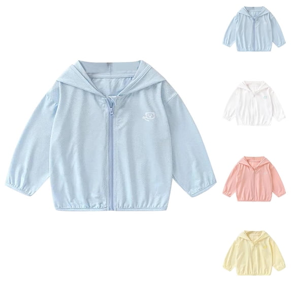 Avtoify Girls Hoodies Casual, Girls Fall Jacket Lightweight Leisure, Children's Sun Protection Clothing Long Sleeve Zip-Up Hooded Open Front Jacket
