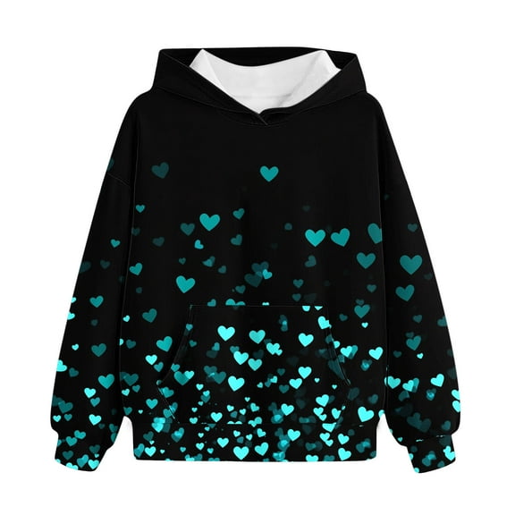 Avtoify Girls Hoodies Casual, Toddler Girls Fall Clothes, Children's Long-Sleeved Patterned T-Shirt with Printed Round Neck Short, Suitable for Boys' Hooded Sweatshirt