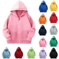 thumbnail image 1 of Avtoify Girls Hoodies Casual, Toddler Girls Fall Clothes, Children's Solid Color Long Sleeve Leisure Sport Hooded Training Jacket with Zipper Pockets, 1 of 6