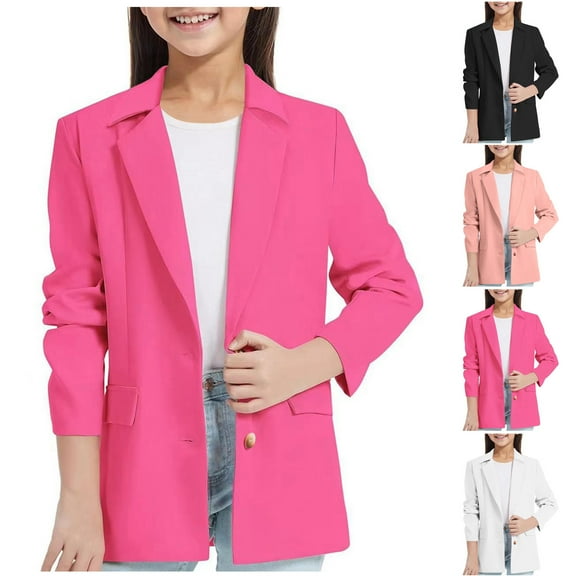 Avtoify Girls Jacket Casual, Girls Fall Jacket Lightweight Leisure, 3-14 Years Old Girl Fashion Blazer Long Sleeve Lapel formal Jacket Pocket top