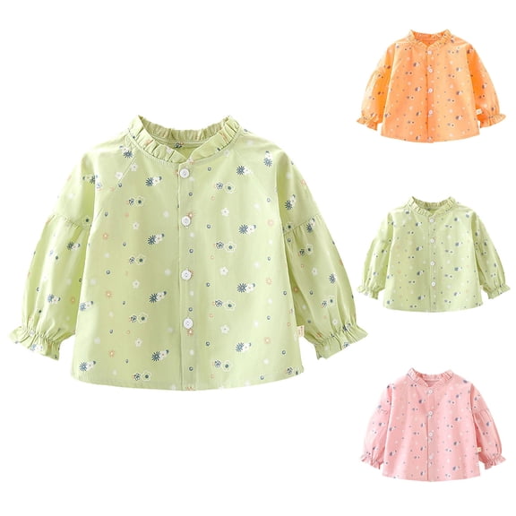 Avtoify Girls Jacket Casual, Girls Fall Jacket Lightweight Leisure, Children's Medium Long Sleeve Floral Shirt, Casual with Tie, Tight Cuff