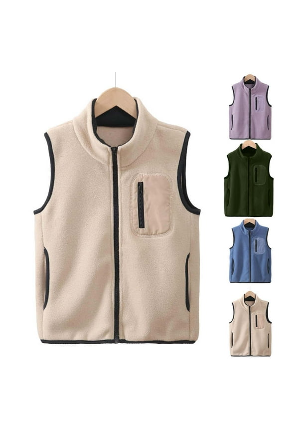 Girls Jacket Casual, Girls Fall Jacket Lightweight Leisure, Fashion Unisex Children's Fleece Sleeveless Warm Jacket