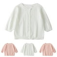 thumbnail image 1 of Avtoify Fall Girls Long Sleeve Casual Jackets Solid Color Breathable Long Sleeve Button Cardigan For Girls 6 Months To 3 Crew Neck Thin Outer Sweater, 1 of 10