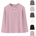 thumbnail image 1 of Avtoify Girls Long Sleeve Shirts Casual, Toddler Girls Fall Clothes, Children's Solid Color Basic Layer Multi-Functional Leisure Basic Layer top, 1 of 5