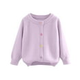 thumbnail image 1 of Avtoify Girls Long Sleeve Shirts Casual, Toddler Girls Fall Clothes, Children's Solid Color Long Sleeve Fleece Knit Cardigan Round Neck Long Sleeve Sweater, 1 of 5