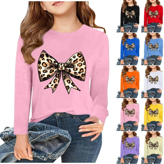 Avtoify Girls Long Sleeve Shirts Casual, Toddler Girls Fall Clothes, Fashion Girls and Boys Casual Printed Children's Long Sleeve Round Neck Printed Shirt