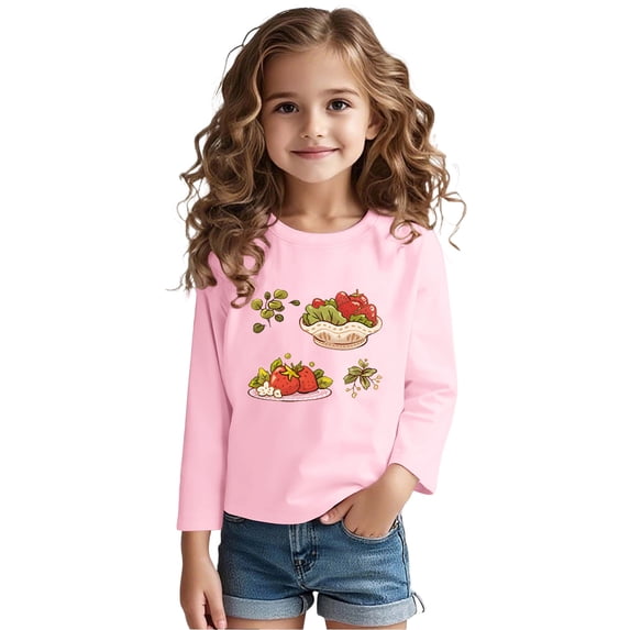 Avtoify Girls Long Sleeve Shirts Casual, Toddler Girls Fall Clothes, Girls Basic Long Sleeve T-Shirt Round Neck top for Spring and