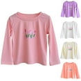thumbnail image 1 of Avtoify Girls Long Sleeve Shirts Casual, Toddler Girls Fall Clothes, Girls Loose Casual Printed Long Sleeve Round Neck Basic Shirt Children's-Shirt Long Sleeve Round Neck Shirt/Shirt, 1 of 4