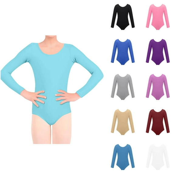 Avtoify Girls Long Sleeve Shirts Casual, Toddler Girls Fall Clothes, Kids' Fashion Summer Solid Color Girls' Leggings Dance Bow Soft and Onesie