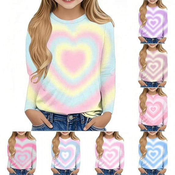 Avtoify Girls Long Sleeve Shirts Casual, Toddler Girls Fall Clothes, Long Sleeve Printed Shirt with Round Neck Crewnecks for Women's formal Casual Wear