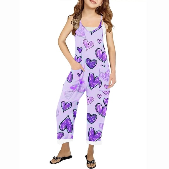 Avtoify Girls Pants Causal, Girls Sweatpants Dressy, Girls Casual Sleeveless Jumpsuit Pants with Pockets Suitable for 5-14 Years Old