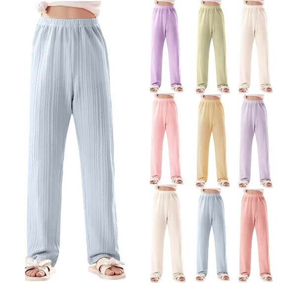Avtoify Girls Pants Causal, Girls Sweatpants Plus Size, Children's Summer Solid Color Elastic Casual Sports Home Pants