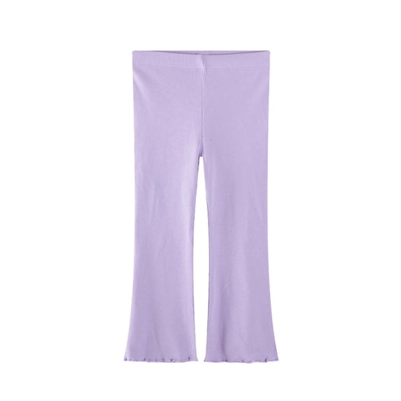 Avtoify Girls Pants Children's Solid Color Elastic Waist Slim Sports Long Leggings Flared Pants Kids