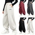 thumbnail image 1 of Avtoify Girls Pants Children's Winter Solid Color Elastic Waist Side Pockets Wide-leg Sports Sweatpants Long Pants Kids, 1 of 6