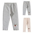 thumbnail image 1 of Avtoify Girls Pants Girl Bow Knit Leggings Elastic Waist Kids Soft Stretchy Casual Ankle Pants, 1 of 8