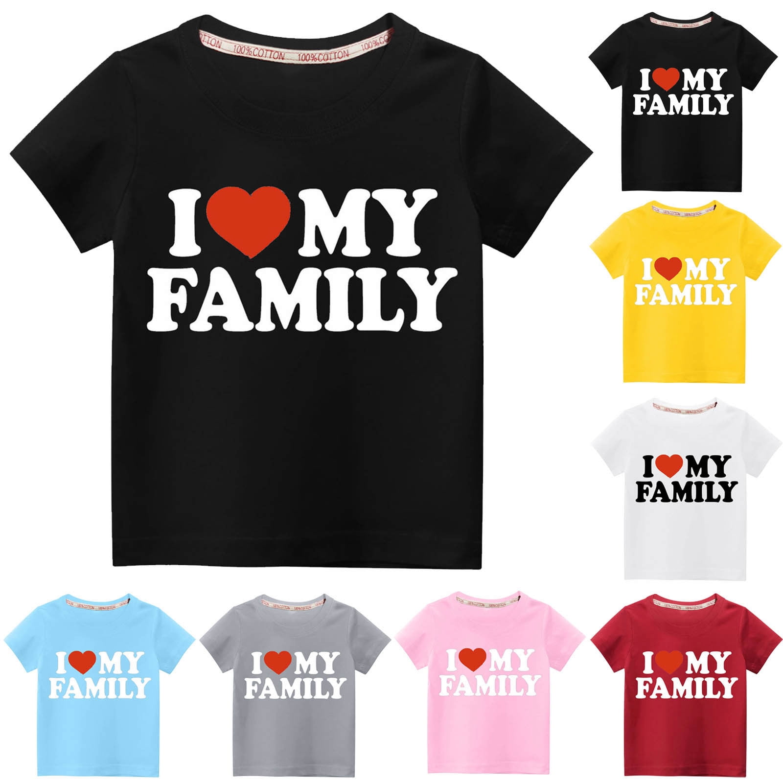 Avtoify Heart Print Round Neck Solid Color Summer Short Sleeve Shirts ...