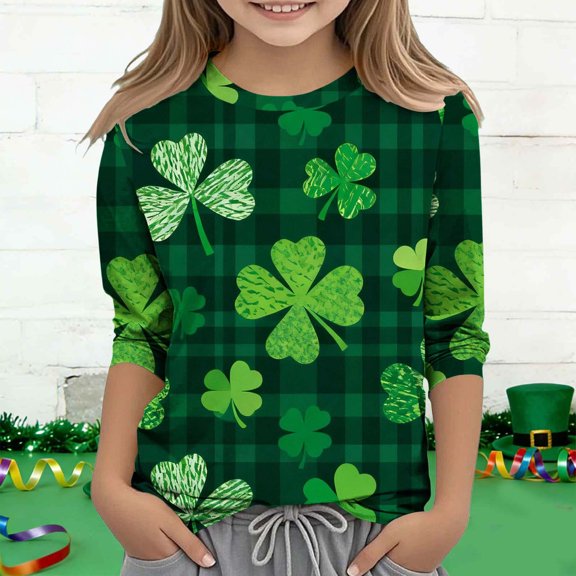Avtoify Kids Long Sleeve Shirts Boys' and Girls' Casual Originality Printed 3/4 Sleeve Round Neck Top for 3-14 Years